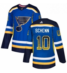 Mens Adidas St Louis Blues 10 Brayden Schenn Authentic Blue Drift Fashion NHL Jersey 