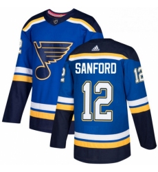 Mens Adidas St Louis Blues 12 Zach Sanford Authentic Royal Blue Home NHL Jersey 