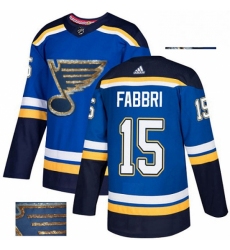 Mens Adidas St Louis Blues 15 Robby Fabbri Authentic Royal Blue Fashion Gold NHL Jersey 