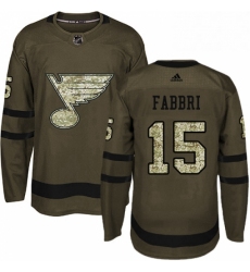 Mens Adidas St Louis Blues 15 Robby Fabbri Premier Green Salute to Service NHL Jersey 
