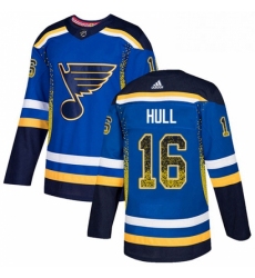 Mens Adidas St Louis Blues 16 Brett Hull Authentic Blue Drift Fashion NHL Jersey 