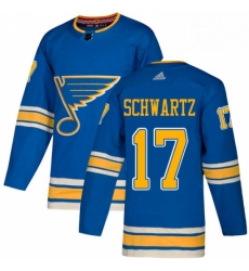Mens Adidas St Louis Blues 17 Jaden Schwartz Blue Alternate Authentic Stitched NHL Jersey 