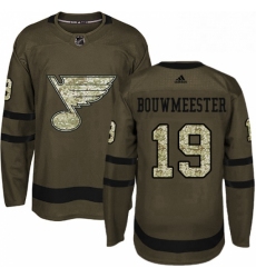 Mens Adidas St Louis Blues 19 Jay Bouwmeester Premier Green Salute to Service NHL Jersey 