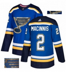 Mens Adidas St Louis Blues 2 Al Macinnis Authentic Royal Blue Fashion Gold NHL Jersey 