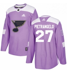 Mens Adidas St Louis Blues 27 Alex Pietrangelo Authentic Purple Fights Cancer Practice NHL Jersey 