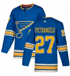 Mens Adidas St Louis Blues 27 Alex Pietrangelo Blue Alternate Authentic Stitched NHL Jersey 