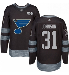Mens Adidas St Louis Blues 31 Chad Johnson Authentic Black 1917 2017 100th Anniversary NHL Jersey 