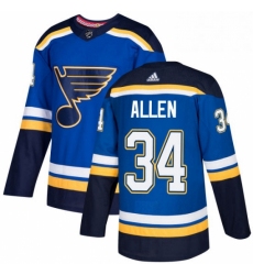 Mens Adidas St Louis Blues 34 Jake Allen Authentic Royal Blue Home NHL Jersey 