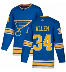 Mens Adidas St Louis Blues 34 Jake Allen Blue Alternate Authentic Stitched NHL Jersey 