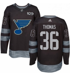 Mens Adidas St Louis Blues 36 Robert Thomas Authentic Black 1917 2017 100th Anniversary NHL Jersey 