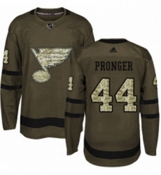 Mens Adidas St Louis Blues 44 Chris Pronger Authentic Green Salute to Service NHL Jersey 