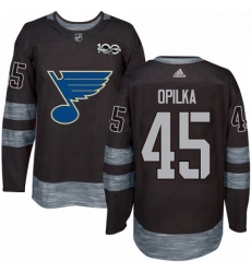 Mens Adidas St Louis Blues 45 Luke Opilka Authentic Black 1917 2017 100th Anniversary NHL Jersey 
