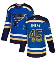 Mens Adidas St Louis Blues 45 Luke Opilka Authentic Blue Drift Fashion NHL Jersey 
