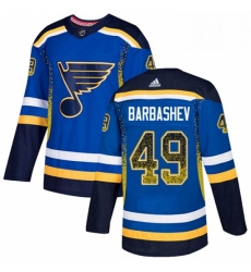 Mens Adidas St Louis Blues 49 Ivan Barbashev Authentic Blue Drift Fashion NHL Jersey 
