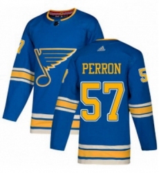 Mens Adidas St Louis Blues 57 David Perron Authentic Navy Blue Alternate NHL Jersey 