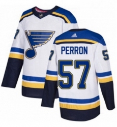 Mens Adidas St Louis Blues 57 David Perron Authentic White Away NHL Jersey 