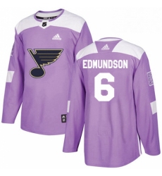 Mens Adidas St Louis Blues 6 Joel Edmundson Authentic Purple Fights Cancer Practice NHL Jersey 