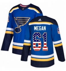 Mens Adidas St Louis Blues 61 Wade Megan Authentic Blue USA Flag Fashion NHL Jersey 