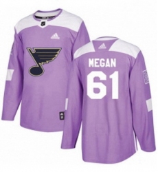 Mens Adidas St Louis Blues 61 Wade Megan Authentic Purple Fights Cancer Practice NHL Jersey 