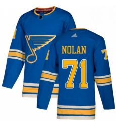 Mens Adidas St Louis Blues 71 Jordan Nolan Authentic Navy Blue Alternate NHL Jersey 