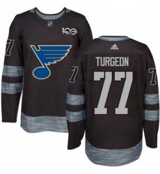 Mens Adidas St Louis Blues 77 Pierre Turgeon Authentic Black 1917 2017 100th Anniversary NHL Jersey 