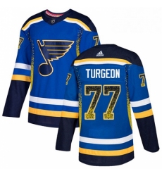 Mens Adidas St Louis Blues 77 Pierre Turgeon Authentic Blue Drift Fashion NHL Jersey 