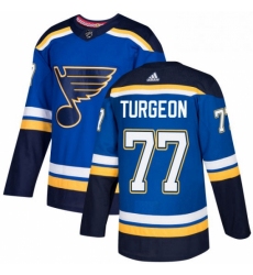 Mens Adidas St Louis Blues 77 Pierre Turgeon Authentic Royal Blue Home NHL Jersey 
