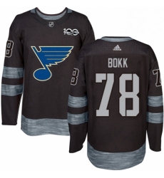 Mens Adidas St Louis Blues 78 Dominik Bokk Authentic Black 1917 2017 100th Anniversary NHL Jersey 