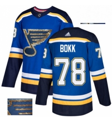 Mens Adidas St Louis Blues 78 Dominik Bokk Authentic Royal Blue Fashion Gold NHL Jersey 