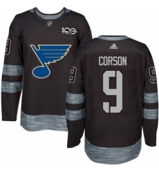 Mens Adidas St Louis Blues 9 Shayne Corson Authentic Black 1917 2017 100th Anniversary NHL Jersey 