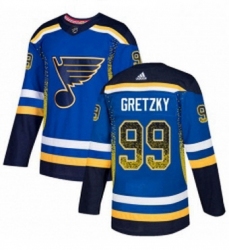 Mens Adidas St Louis Blues 99 Wayne Gretzky Authentic Blue Drift Fashion NHL Jersey 