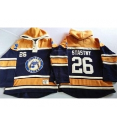 St. Louis Blues 26 Paul Stastny Navy Blue Gold Sawyer Hooded Sweatshirt Stitched Jersey