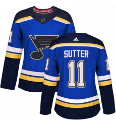 Womens Adidas St Louis Blues 11 Brian Sutter Premier Royal Blue Home NHL Jersey 
