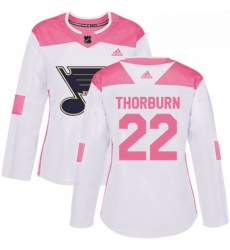 Womens Adidas St Louis Blues 22 Chris Thorburn Authentic WhitePink Fashion NHL Jersey 