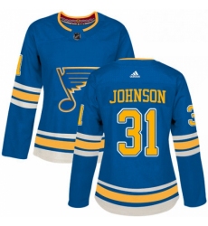 Womens Adidas St Louis Blues 31 Chad Johnson Authentic Navy Blue Alternate NHL Jersey 