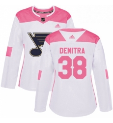 Womens Adidas St Louis Blues 38 Pavol Demitra Authentic WhitePink Fashion NHL Jersey 