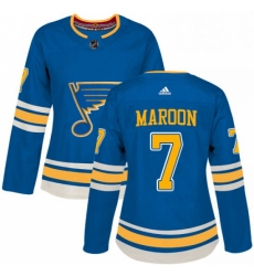 Womens Adidas St Louis Blues 7 Patrick Maroon Authentic Navy Blue Alternate NHL Jersey 