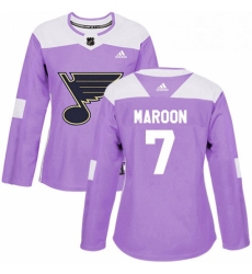 Womens Adidas St Louis Blues 7 Patrick Maroon Authentic Purple Fights Cancer Practice NHL Jersey 