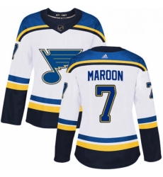 Womens Adidas St Louis Blues 7 Patrick Maroon Authentic White Away NHL Jersey 