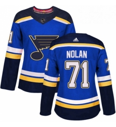 Womens Adidas St Louis Blues 71 Jordan Nolan Authentic Royal Blue Home NHL Jersey 