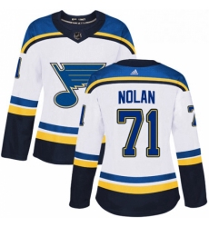 Womens Adidas St Louis Blues 71 Jordan Nolan Authentic White Away NHL Jersey 