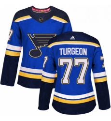 Womens Adidas St Louis Blues 77 Pierre Turgeon Premier Royal Blue Home NHL Jersey 