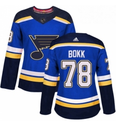 Womens Adidas St Louis Blues 78 Dominik Bokk Authentic Royal Blue Home NHL Jersey 