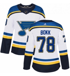 Womens Adidas St Louis Blues 78 Dominik Bokk Authentic White Away NHL Jersey 
