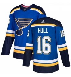 Youth Adidas St Louis Blues 16 Brett Hull Authentic Royal Blue Home NHL Jersey 