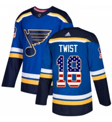 Youth Adidas St Louis Blues 18 Tony Twist Authentic Blue USA Flag Fashion NHL Jersey 