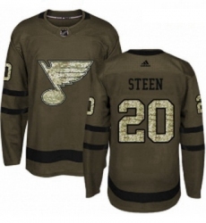 Youth Adidas St Louis Blues 20 Alexander Steen Authentic Green Salute to Service NHL Jersey 