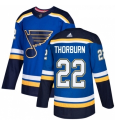 Youth Adidas St Louis Blues 22 Chris Thorburn Premier Royal Blue Home NHL Jersey 