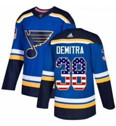 Youth Adidas St Louis Blues 38 Pavol Demitra Authentic Blue USA Flag Fashion NHL Jersey 