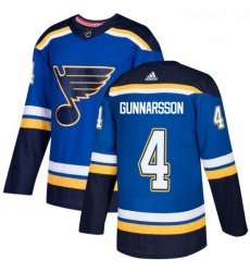 Youth Adidas St Louis Blues 4 Carl Gunnarsson Authentic Royal Blue Home NHL Jersey 